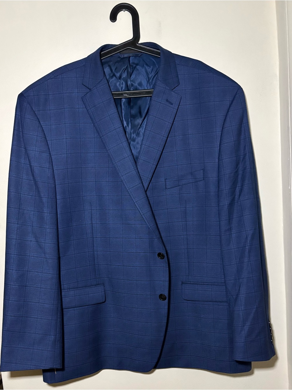 Lauren Ralph Lauren Men's 56R Navy Plaid Blazer Sport Coat Polyester Blend